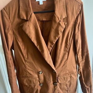 Evereve Women's Double-Breasted Rust Blazer